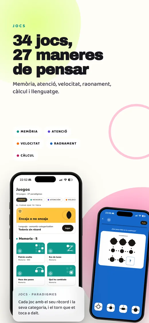 El catàleg de jocs, ordenat per categories