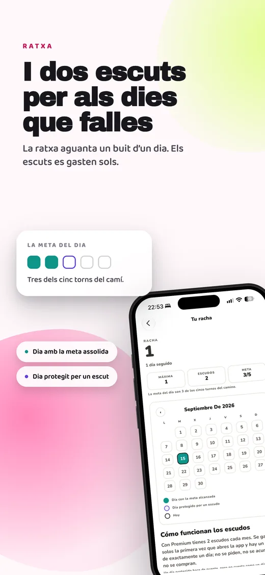 La ratxa, amb el calendari del mes i els dos escuts