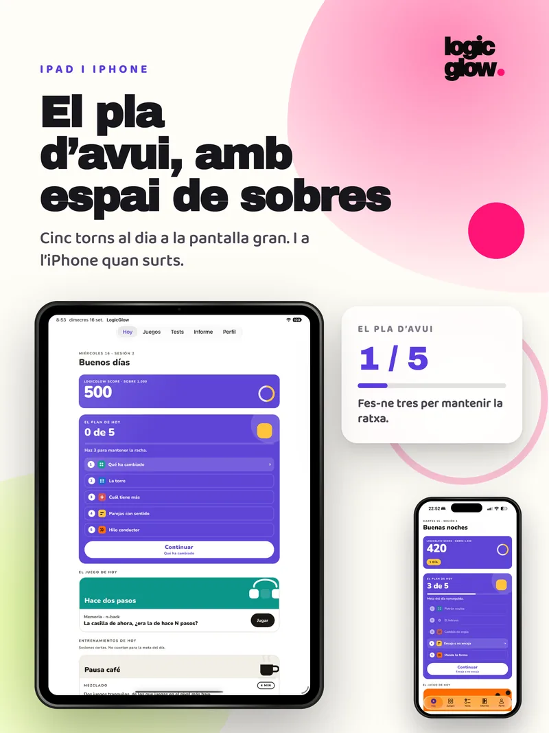 El pla del dia a l’iPad, amb l’iPhone al costat